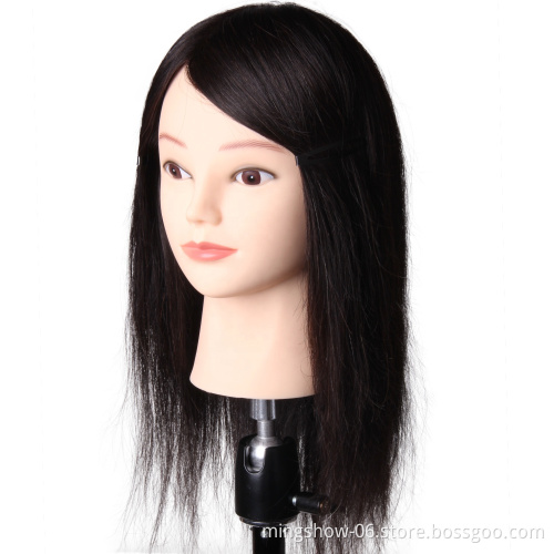100% Real Human Hair Training Head Hairdressing Cutting Doll Mannequin